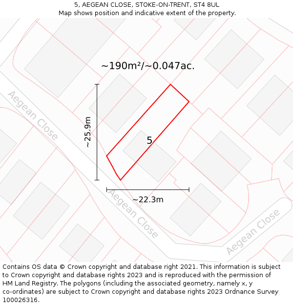 5, AEGEAN CLOSE, STOKE-ON-TRENT, ST4 8UL: Plot and title map