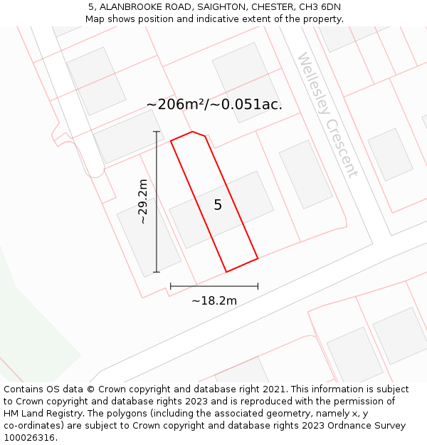 5, ALANBROOKE ROAD, SAIGHTON, CHESTER, CH3 6DN: Plot and title map
