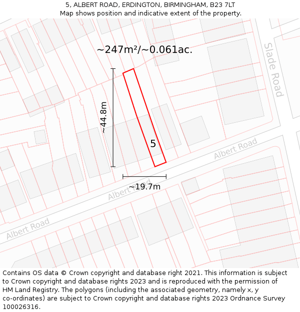5, ALBERT ROAD, ERDINGTON, BIRMINGHAM, B23 7LT: Plot and title map