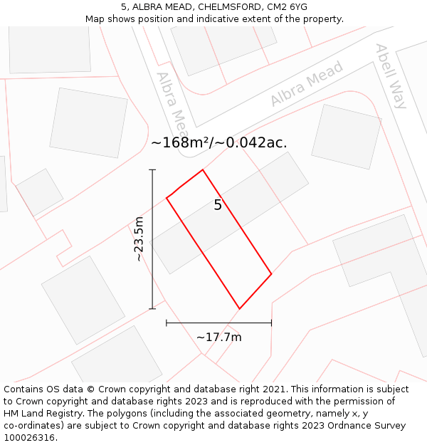 5, ALBRA MEAD, CHELMSFORD, CM2 6YG: Plot and title map