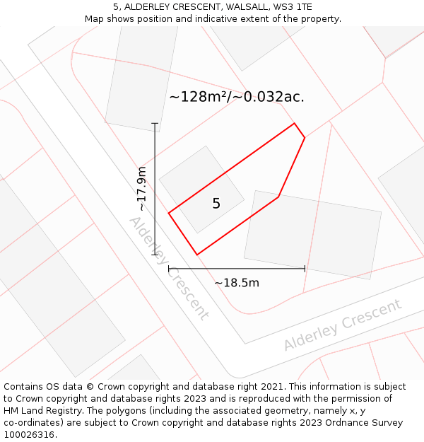 5, ALDERLEY CRESCENT, WALSALL, WS3 1TE: Plot and title map