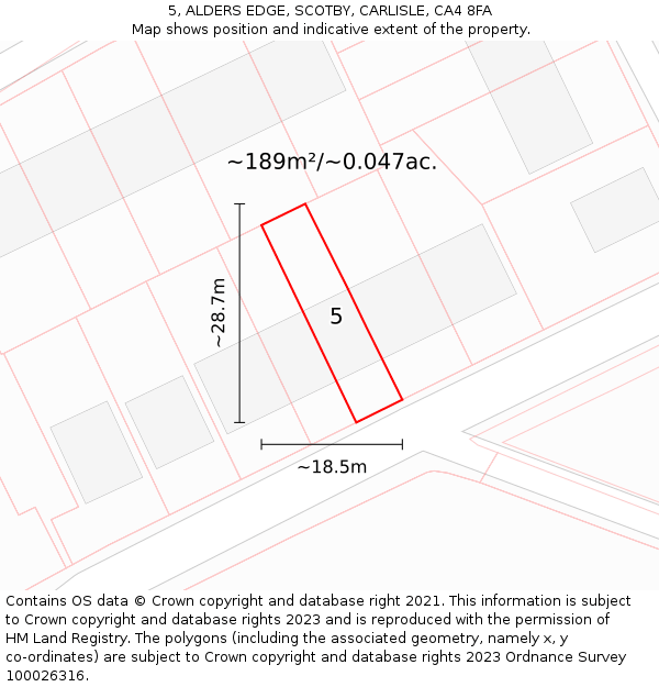 5, ALDERS EDGE, SCOTBY, CARLISLE, CA4 8FA: Plot and title map