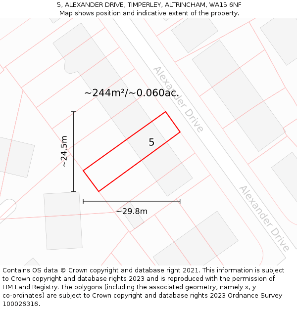 5, ALEXANDER DRIVE, TIMPERLEY, ALTRINCHAM, WA15 6NF: Plot and title map