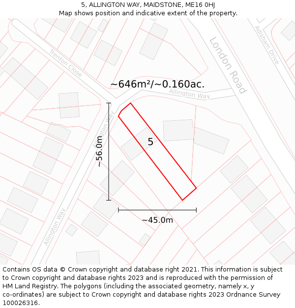 5, ALLINGTON WAY, MAIDSTONE, ME16 0HJ: Plot and title map