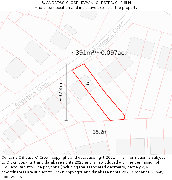 5, ANDREWS CLOSE, TARVIN, CHESTER, CH3 8LN: Plot and title map