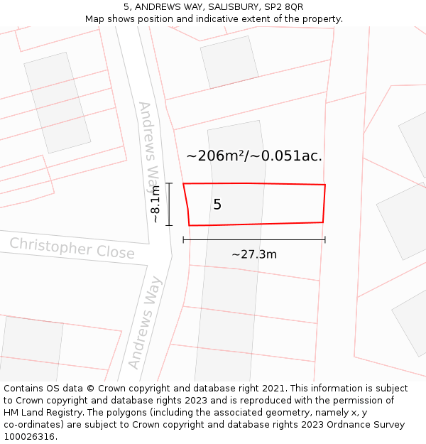 5, ANDREWS WAY, SALISBURY, SP2 8QR: Plot and title map