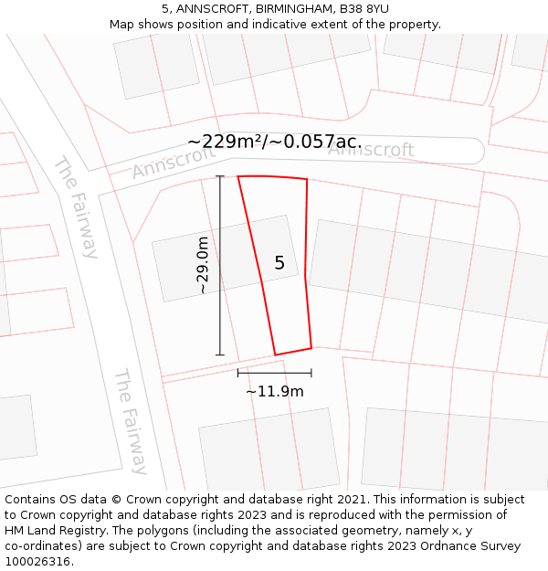 5, ANNSCROFT, BIRMINGHAM, B38 8YU: Plot and title map