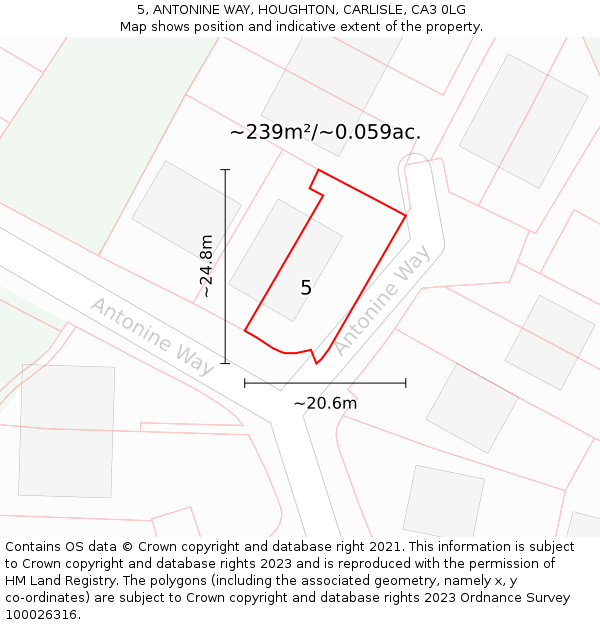 5, ANTONINE WAY, HOUGHTON, CARLISLE, CA3 0LG: Plot and title map