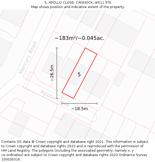 5, APOLLO CLOSE, CANNOCK, WS11 5TS: Plot and title map