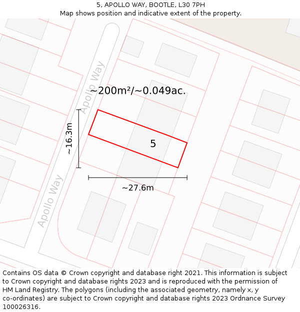 5, APOLLO WAY, BOOTLE, L30 7PH: Plot and title map
