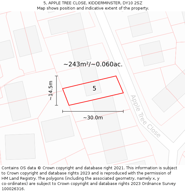 5, APPLE TREE CLOSE, KIDDERMINSTER, DY10 2SZ: Plot and title map
