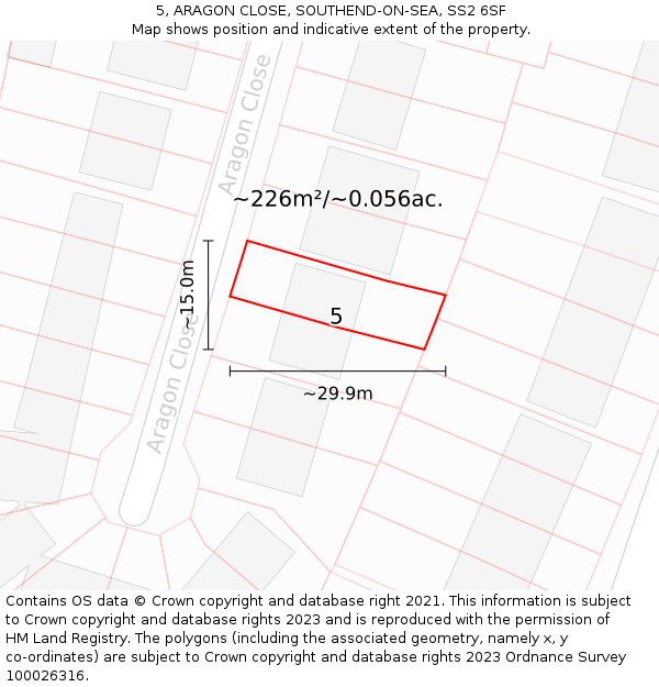 5, ARAGON CLOSE, SOUTHEND-ON-SEA, SS2 6SF: Plot and title map