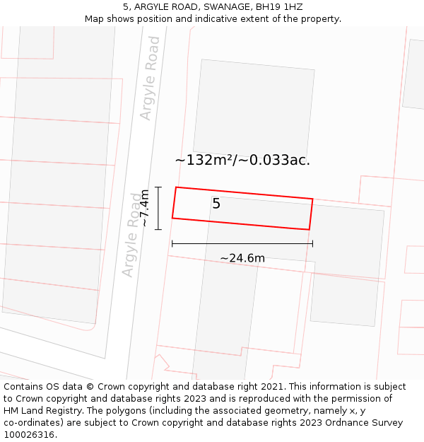 5, ARGYLE ROAD, SWANAGE, BH19 1HZ: Plot and title map