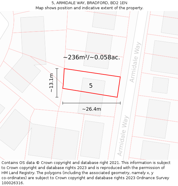 5, ARMIDALE WAY, BRADFORD, BD2 1EN: Plot and title map