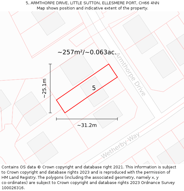 5, ARMTHORPE DRIVE, LITTLE SUTTON, ELLESMERE PORT, CH66 4NN: Plot and title map