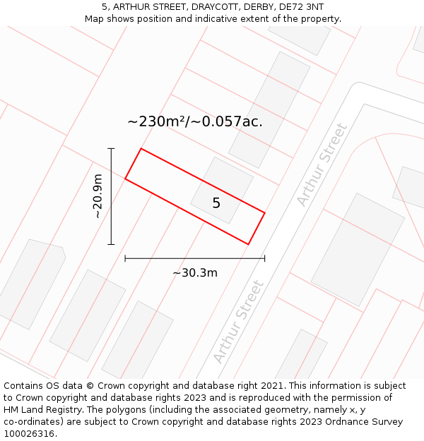 5, ARTHUR STREET, DRAYCOTT, DERBY, DE72 3NT: Plot and title map