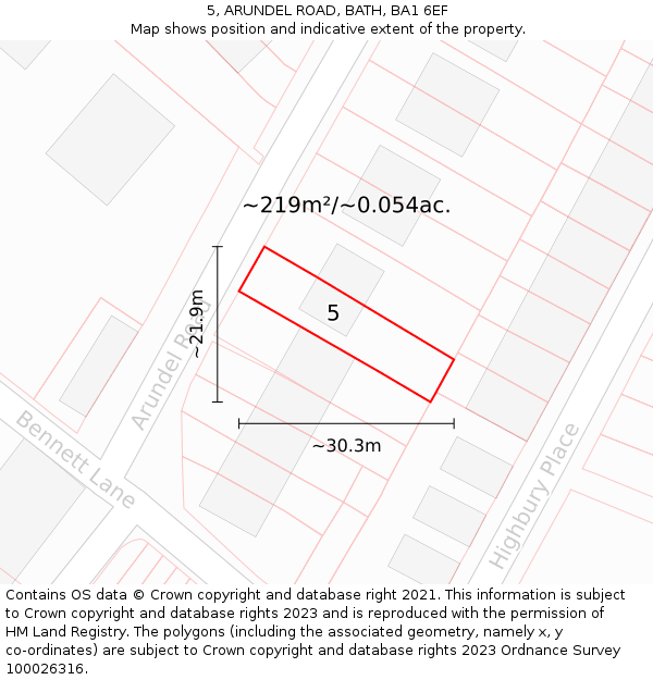 5, ARUNDEL ROAD, BATH, BA1 6EF: Plot and title map