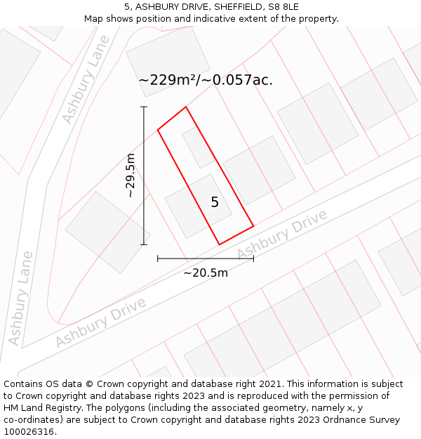 5, ASHBURY DRIVE, SHEFFIELD, S8 8LE: Plot and title map