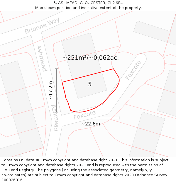 5, ASHMEAD, GLOUCESTER, GL2 9RU: Plot and title map
