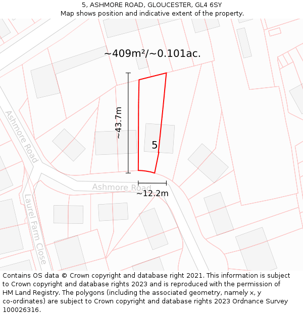 5, ASHMORE ROAD, GLOUCESTER, GL4 6SY: Plot and title map