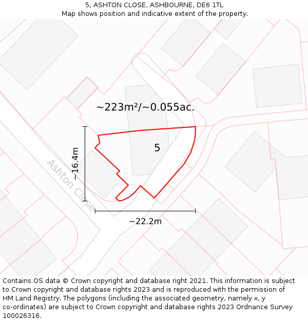 5, ASHTON CLOSE, ASHBOURNE, DE6 1TL: Plot and title map