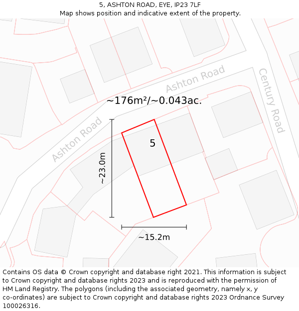 5, ASHTON ROAD, EYE, IP23 7LF: Plot and title map