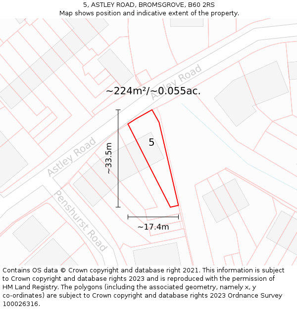 5, ASTLEY ROAD, BROMSGROVE, B60 2RS: Plot and title map