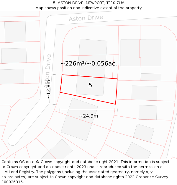 5, ASTON DRIVE, NEWPORT, TF10 7UA: Plot and title map