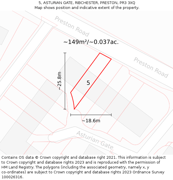 5, ASTURIAN GATE, RIBCHESTER, PRESTON, PR3 3XQ: Plot and title map