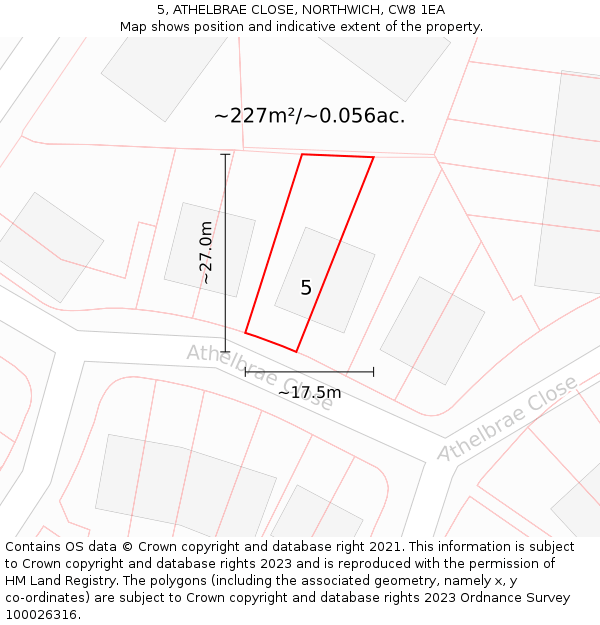 5, ATHELBRAE CLOSE, NORTHWICH, CW8 1EA: Plot and title map
