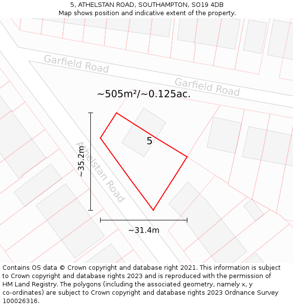 5, ATHELSTAN ROAD, SOUTHAMPTON, SO19 4DB: Plot and title map