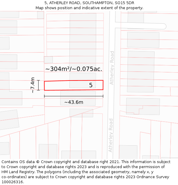 5, ATHERLEY ROAD, SOUTHAMPTON, SO15 5DR: Plot and title map