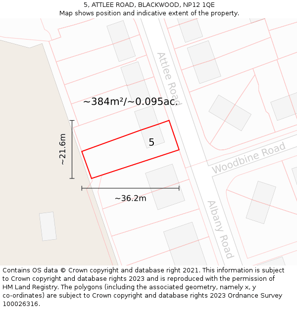 5, ATTLEE ROAD, BLACKWOOD, NP12 1QE: Plot and title map