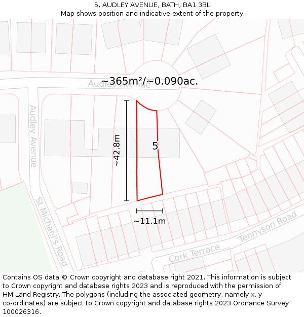 5, AUDLEY AVENUE, BATH, BA1 3BL: Plot and title map