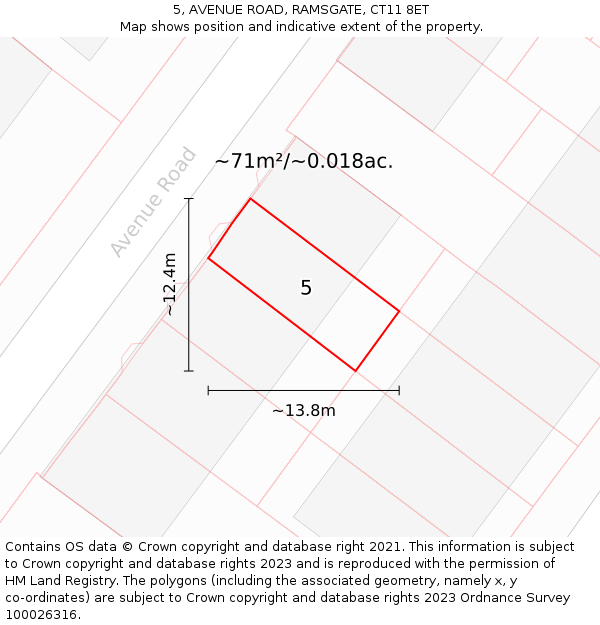5, AVENUE ROAD, RAMSGATE, CT11 8ET: Plot and title map