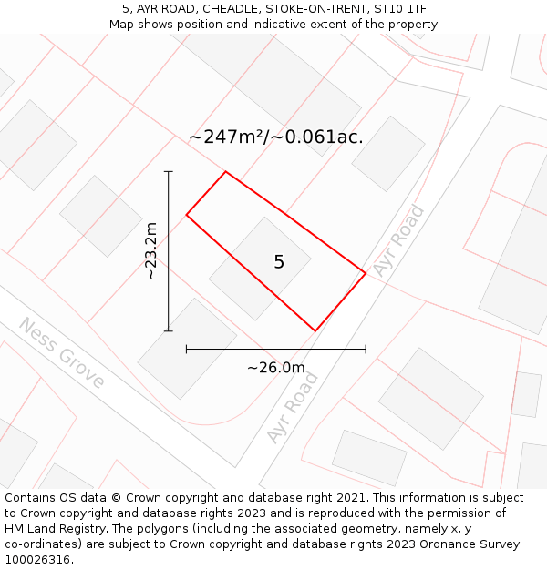 5, AYR ROAD, CHEADLE, STOKE-ON-TRENT, ST10 1TF: Plot and title map