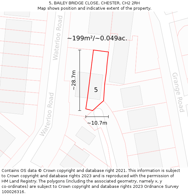 5, BAILEY BRIDGE CLOSE, CHESTER, CH2 2RH: Plot and title map