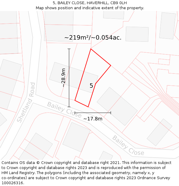 5, BAILEY CLOSE, HAVERHILL, CB9 0LH: Plot and title map