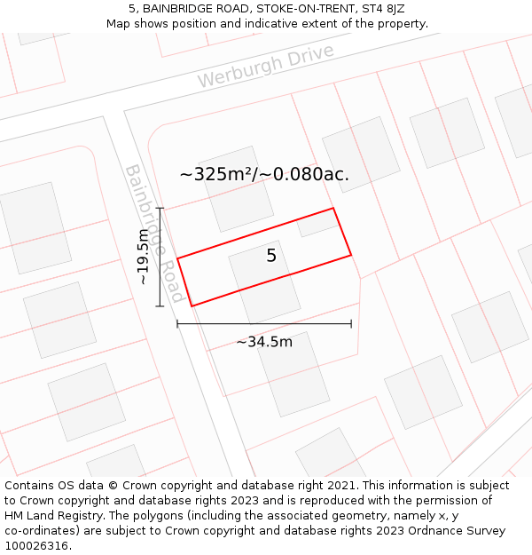 5, BAINBRIDGE ROAD, STOKE-ON-TRENT, ST4 8JZ: Plot and title map