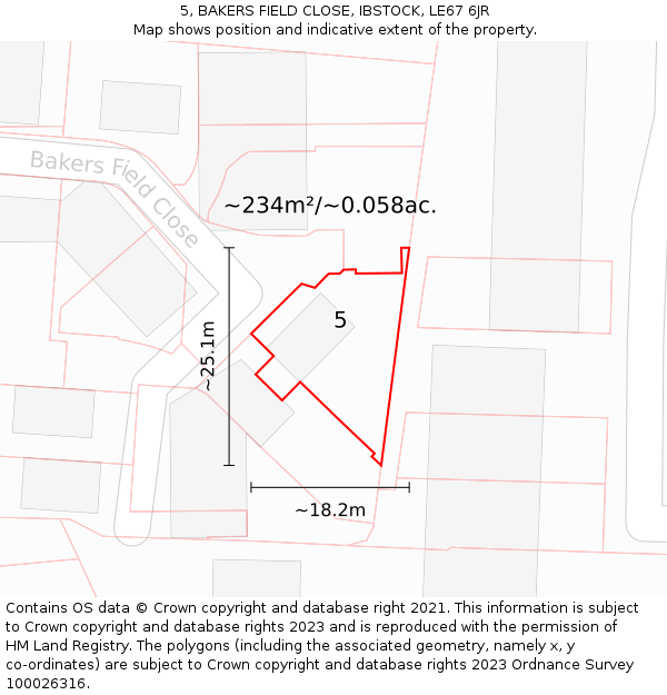 5, BAKERS FIELD CLOSE, IBSTOCK, LE67 6JR: Plot and title map