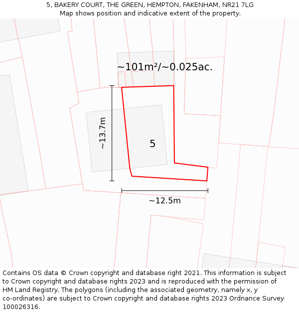 5, BAKERY COURT, THE GREEN, HEMPTON, FAKENHAM, NR21 7LG: Plot and title map