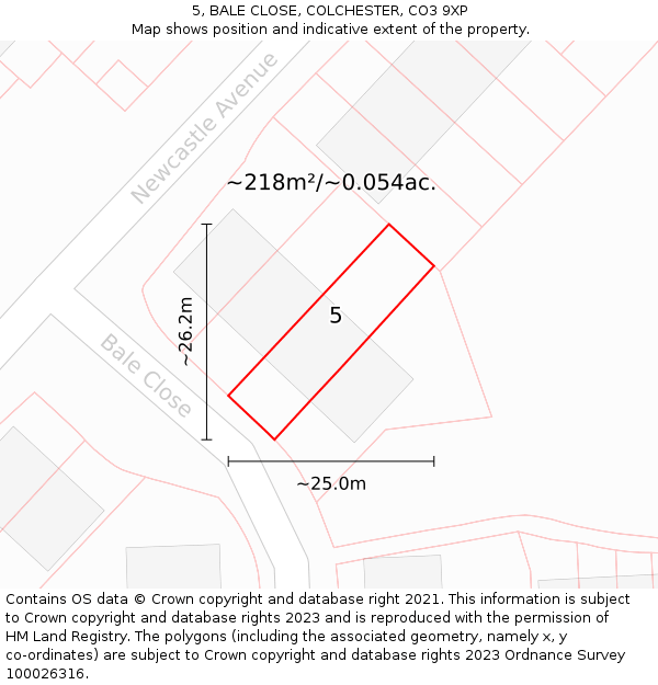 5, BALE CLOSE, COLCHESTER, CO3 9XP: Plot and title map