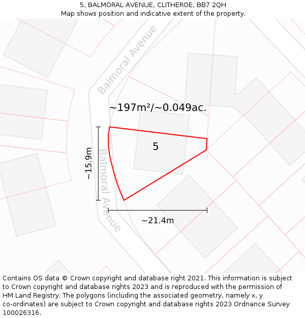 5, BALMORAL AVENUE, CLITHEROE, BB7 2QH: Plot and title map