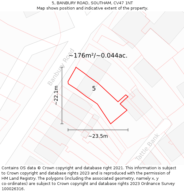 5, BANBURY ROAD, SOUTHAM, CV47 1NT: Plot and title map
