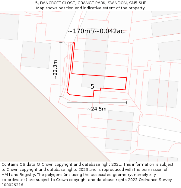 5, BANCROFT CLOSE, GRANGE PARK, SWINDON, SN5 6HB: Plot and title map