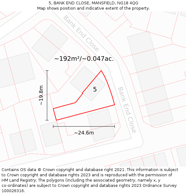 5, BANK END CLOSE, MANSFIELD, NG18 4QG: Plot and title map
