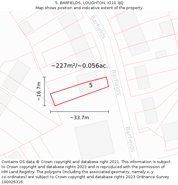 5, BARFIELDS, LOUGHTON, IG10 3JQ: Plot and title map