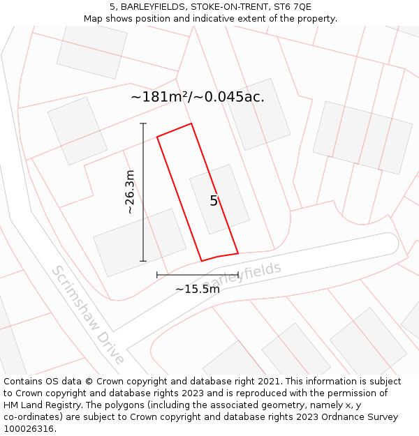 5, BARLEYFIELDS, STOKE-ON-TRENT, ST6 7QE: Plot and title map