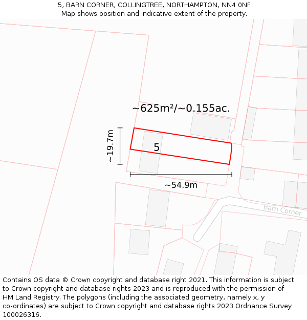 5, BARN CORNER, COLLINGTREE, NORTHAMPTON, NN4 0NF: Plot and title map