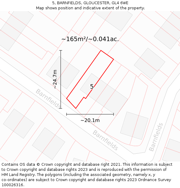 5, BARNFIELDS, GLOUCESTER, GL4 6WE: Plot and title map